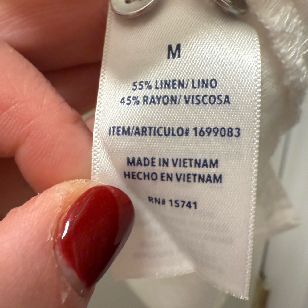 SPLENDID | White Linen Blend Sleeveless Button-Down Top | Size Medium - Picture 4 of 5